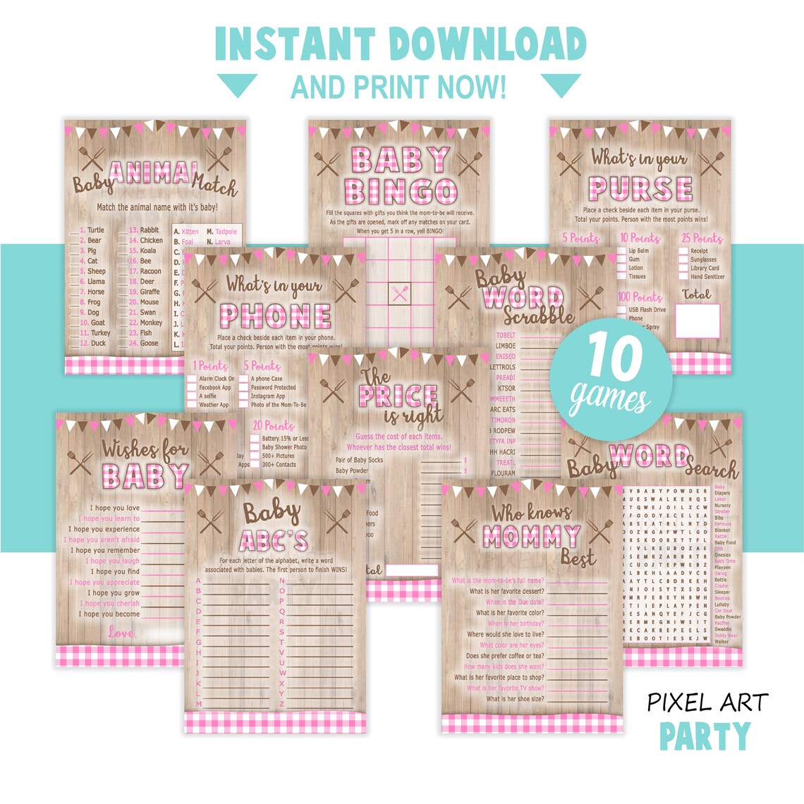 BBQ Baby Shower Games Bundle Instant Download Etsy