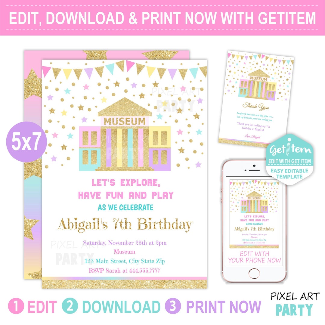 Museum Birthday Invitation Museum Birthday Invitation Party - Etsy