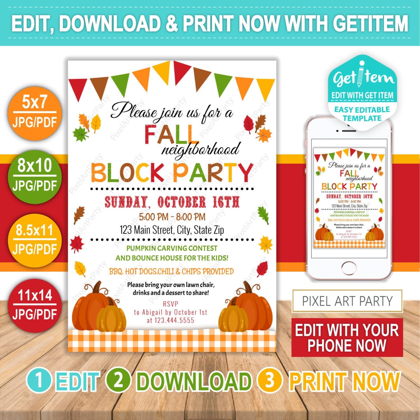 Fall Neighborhood Block Party Invitation Fall Block Party - Etsy