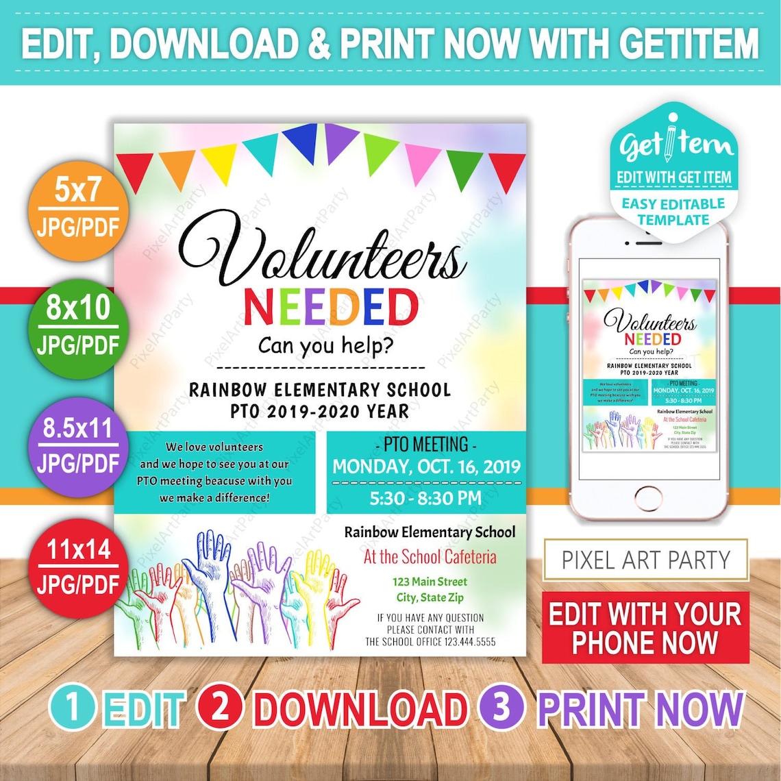 Volunteer Recruitment Flyer Volunteers Needed PTO Volunteers Etsy