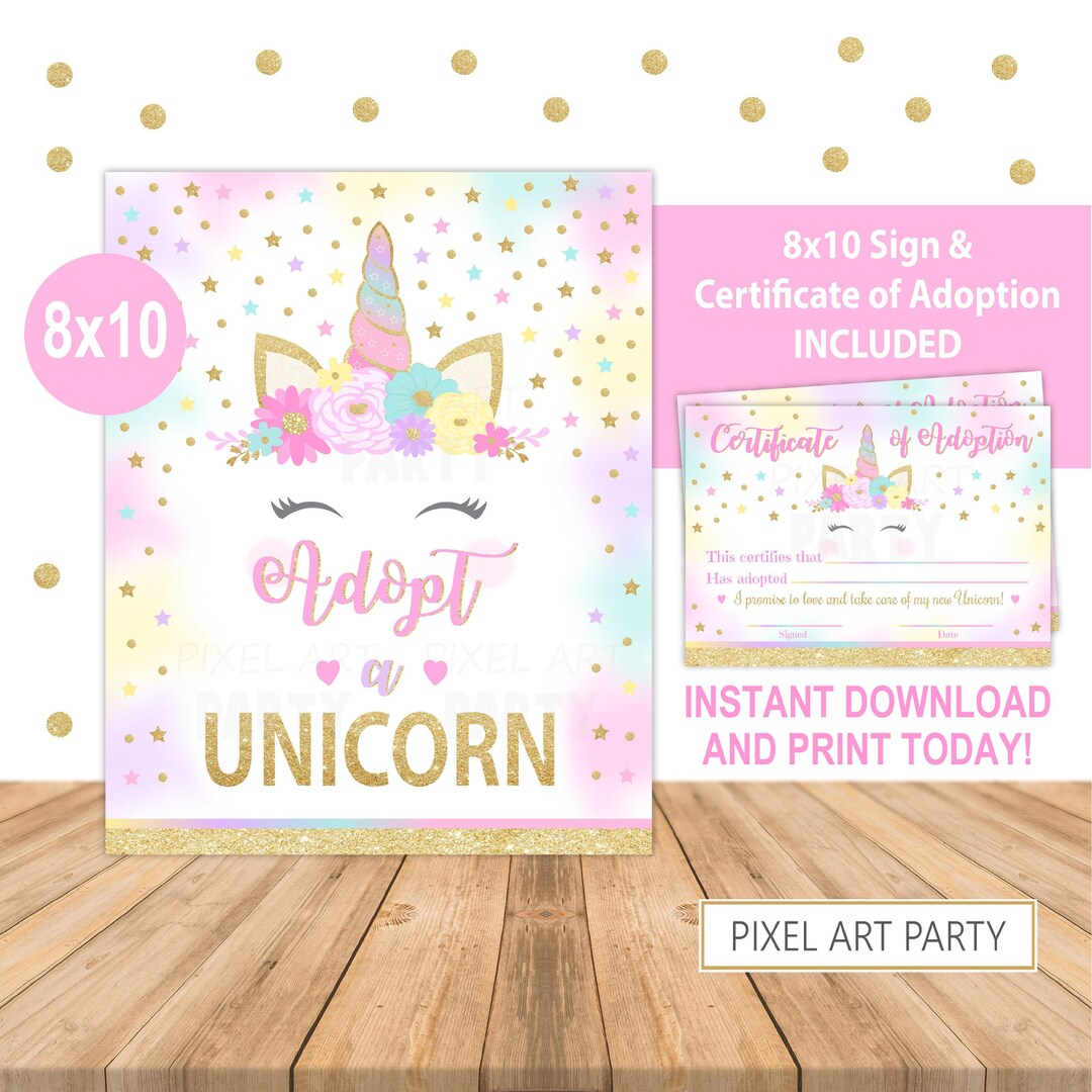 Adopt a Unicorn Unicorn Game Printable Unicorn Party Instant Download ...
