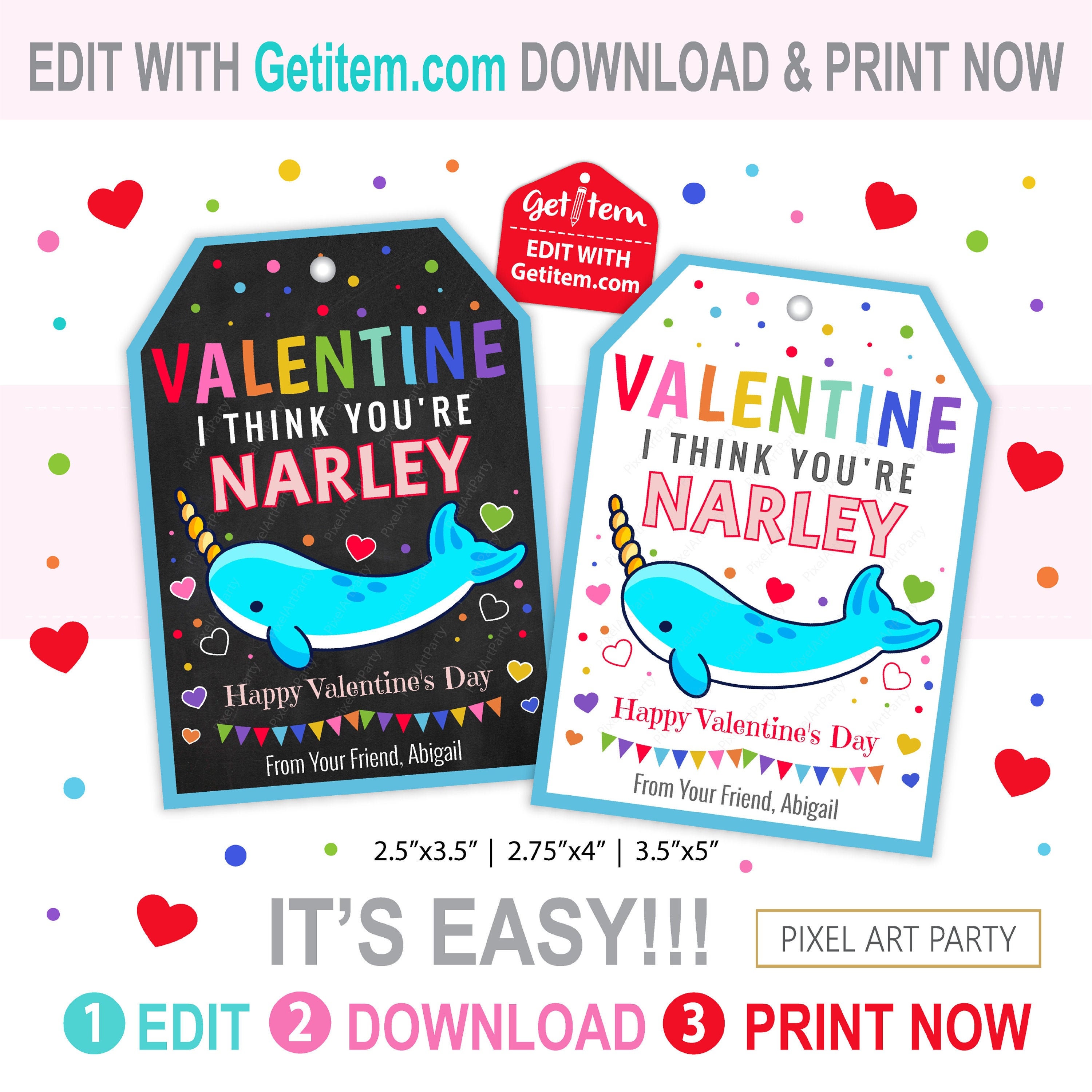 Editable Narwhal Valentine s Narley Valentine Teacher Etsy