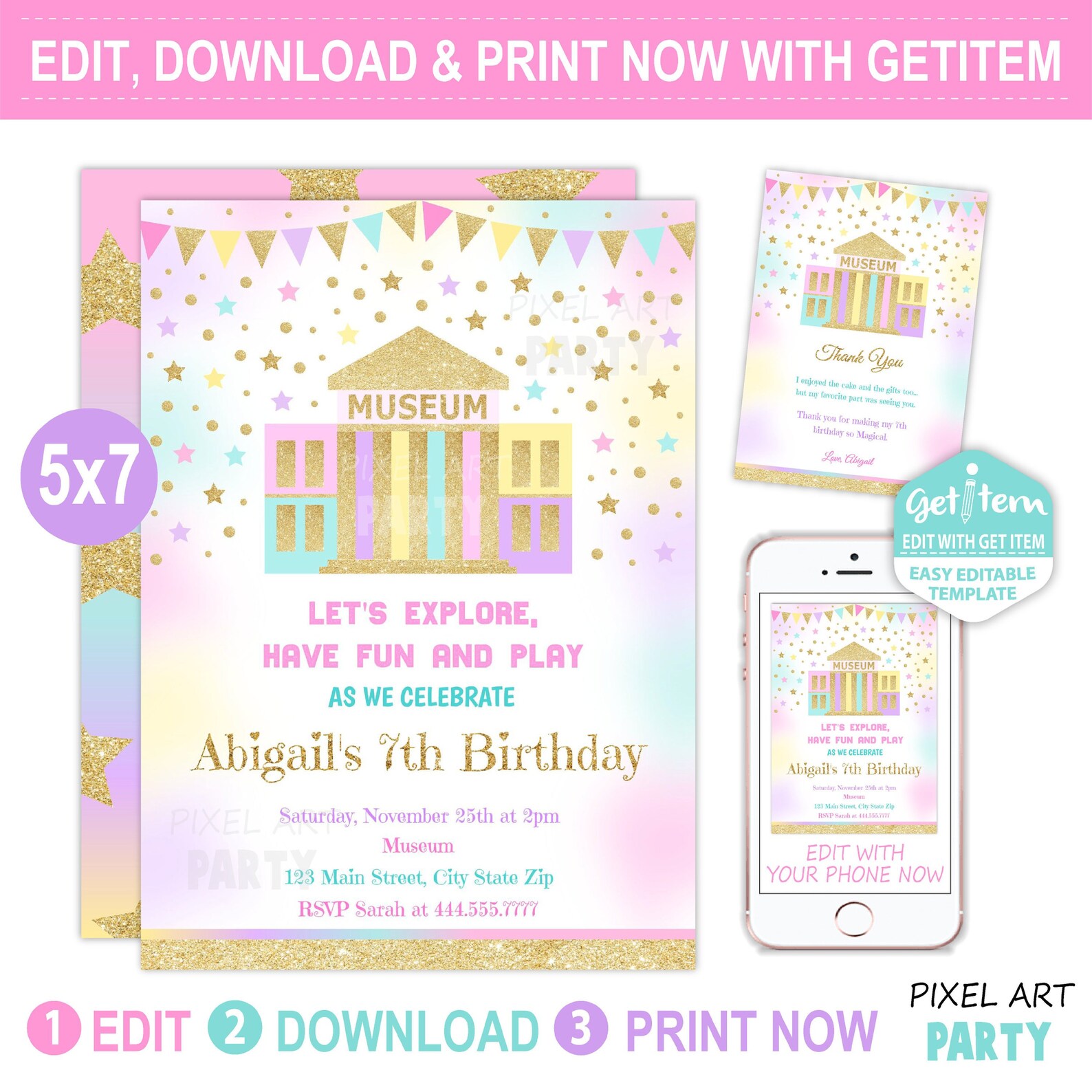Museum Birthday Invitation Museum Birthday Invitation Party | Etsy