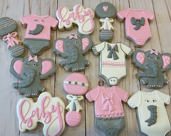 Baby Elephant Baby Shower Cookies