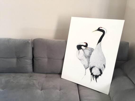 Storks In Art Birds Paintings Picture For Living Room Draw Etsy