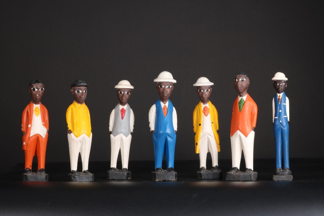 African Colon Statue Painted Wood Sculpture - Colon Profession ...