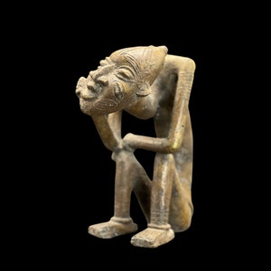 African Benin Bronze | Royal Ife | LARGE Thinker statue