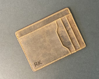 Personalised Leather Card Holder For Men as Anniversary Gift Groomsmen Gift, Fathers Day Gift From Daughter From Son, Gift To Son From Mum