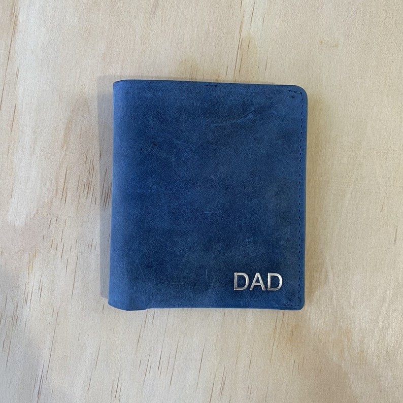 Personalised Logo Blue Men Wallet, Minimalist Slim Wallet, Fathers Day Gift From Daughter, Slim Wallet, Birthday Gift For Boyfriend image 5
