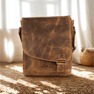 Leather Satchel Crossbody Shoulder Bag Camel