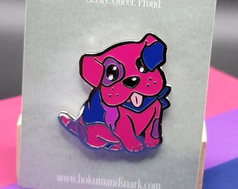 Bi Pride Pin Puppy Dog Enamel Pin | Subtle Bisexual Pride Flag Colors | LGBT Pride Jewelry | LGBTQ+ Subtle Bi Pin