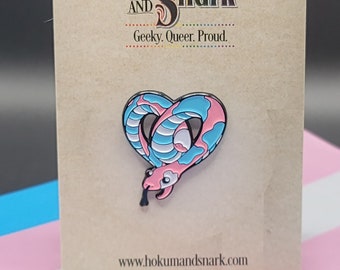 Transgender Pride Snake Enamel Pin: LGBT Heart Jewelry