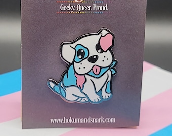Trans Pride Puppy Enamel Pin: Subtle LGBT Transgender Jewelry