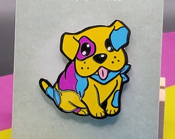 Épinglette en émail pour chiot Pan Pride : couleurs subtiles du drapeau de la fierté pansexuelle