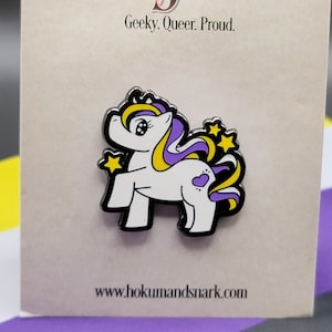Chibi Unicorn Enamel Pin: Nonbinary Pride, LGBTQ+ Jewelry