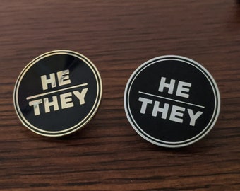 He They Masc Nonbinary Bigender Enamel Pronoun Pin