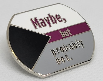 Maybe But Probably Not Gray Ace Demi Pride Enamel Pin in Demisexual Flag Colors