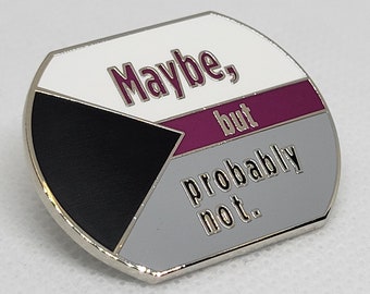 Maybe But Probably Not Gray Ace Demi Pride Enamel Pin in Demisexual Flag Colors