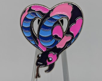 Omni Pride Enamel Pin: Heart Snake LGBTQ+ Flag Colors