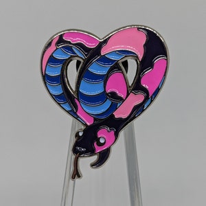 Omnisexual Pride Noodle Heart-Shaped Snake Enamel Pin in Omni Pride LGBTQ+ Flag Colors | Subtle Pride Pin