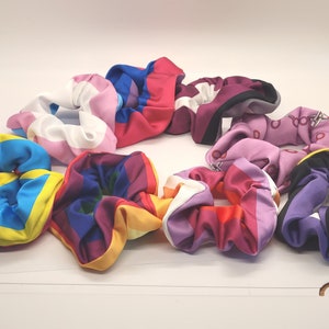 Pride Scrunchie: Matte Satin LGBTQ Hair Tie - Rainbow, Trans, Lesbian