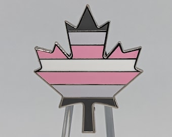 Demigirl Pride Canadian Maple Leaf Hard Enamel Pin in Demigirl  LGBT Pride Flag Colors | Pride Jewelry