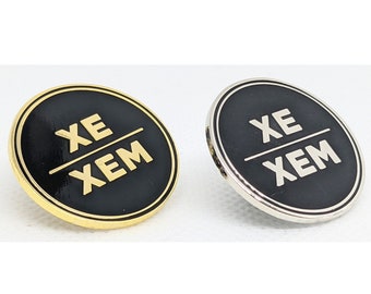 Xe Xem Pronoun Pin Silver or Gold 1-inch Round Hard Enamel | Nonbinary Gender Nonconforming  Neo Pronoun Badge