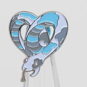 Subtle Demiboy Pin | Danger Noodle Heart-Shaped Snake Enamel Pin in Demiboy Pride Flag Colors | LGBTQ+ Pride Jewelry