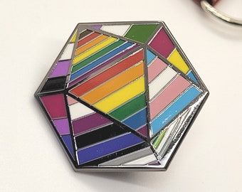 Pride Flaggen D20 Würfel Emaille Pin: LGBTQ Accessories