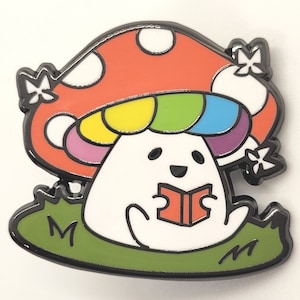 Mushroom LGBTQ Pride Hard Enamel Pin: Rainbow Pride Flag Colors