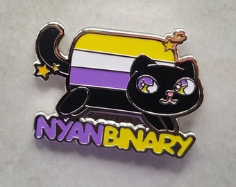 Nonbinary Pride Nyanbinary Nyan Cat Pun Kawaii Chibi Style & LGBTQ