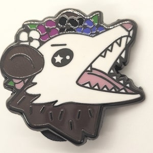 Genderfluid Pride Possum Enamel Pin: LGBTQ Flower Crown Pin