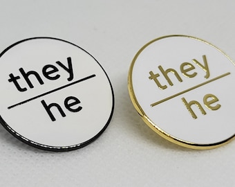 Pronoun Pin He They - Etsy
