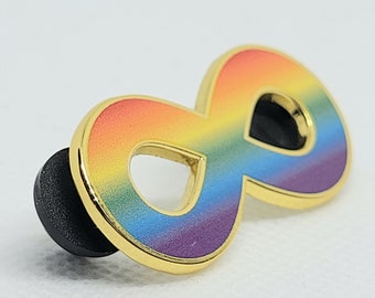 Rainbow Autism Infinity Symbol Pin: Gold Metal Hard Enamel