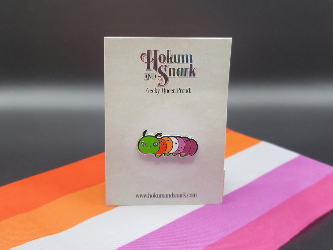 Lesbian Pride Pin | Caterpillar Chibi Enamel Pin in Lesbian Pride Flag ...