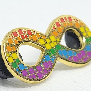 Mosaic Tile Rainbow Spectrum Infinity Symbol Gold Hard Enamel Pin | Autism Acceptance Autistic Pride Neurodivergent