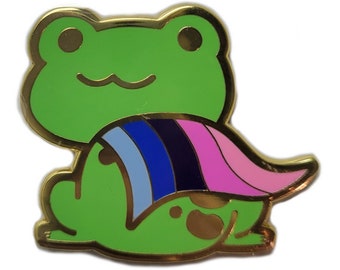 Omnisexual Pride Frog Chibi Hard Enamel Pin | Gay Frog Pin in LGBTQ Pride Flag Colors