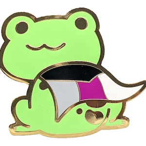Demisexual Pride Frog Enamel Pin: Chibi LGBTQ Jewelry