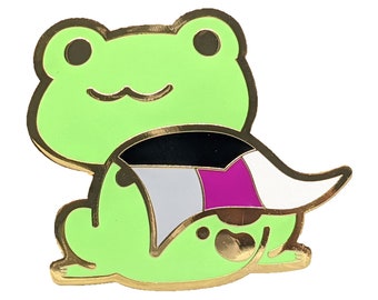 Demisexual Frog Pin | LGBTQ Frog in Demi Pride Flag Cape | Demisexual Pride Enamel Pin | Chibi Queer Frog | Pride Jewelry Gifts Accessories