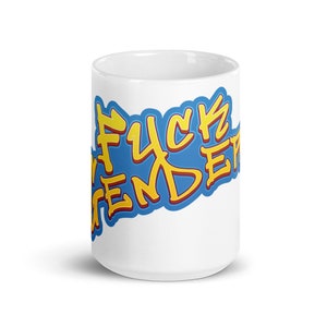 Fuck Gender Graffiti Art Mug - Nonbinary Agender Pride