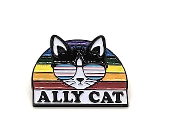 Ally Cat Enamel Pin: LGBTQ+ Trans Rights Pride Lapel Pin