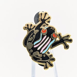 Trans Pride Frog Enamel Pin: Black & Gold LGBTQ+ Subtle Pride