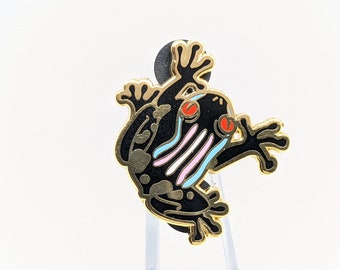 Épinglette en émail grenouille Trans Pride : fierté subtile LGBTQ+ noir et or