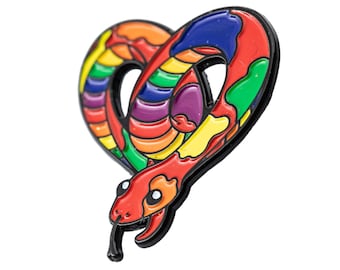 Regenbogen Schlange Herz Emaille Pin: Dezentes Accessoire für LGBTQ+ Pride
