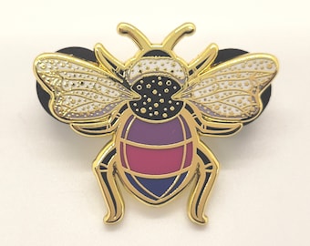 Bisexual Pride Bee Enamel Pin: LGBT+ Flag Colors