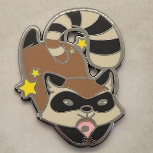 Cute Raccoon Enamel Lapel Pin | Chibi Trash Panda Hard Enamel Pin
