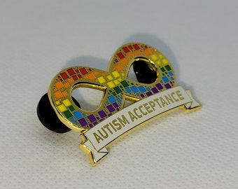 Autismus Akzeptanz Emaille Pin: Regenbogen Infinity Symbol, Neurovielfalt Pride