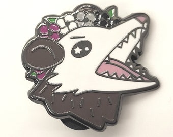 Asexual Pride Possum in Flower Crown Screams in Gay | Trash Opossum Enamel Pin Says Ace Pride is Awesome | LGBTQ Pin