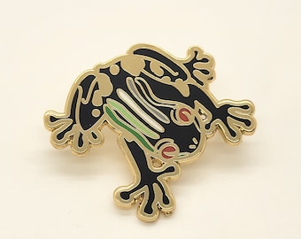 Pin's en émail Aromantic Fierté grenouille : motif rainette noir et or