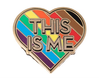 Philly Rainbow Pride Flag This Is Me Heart Shaped Enamel Pin BIPOC